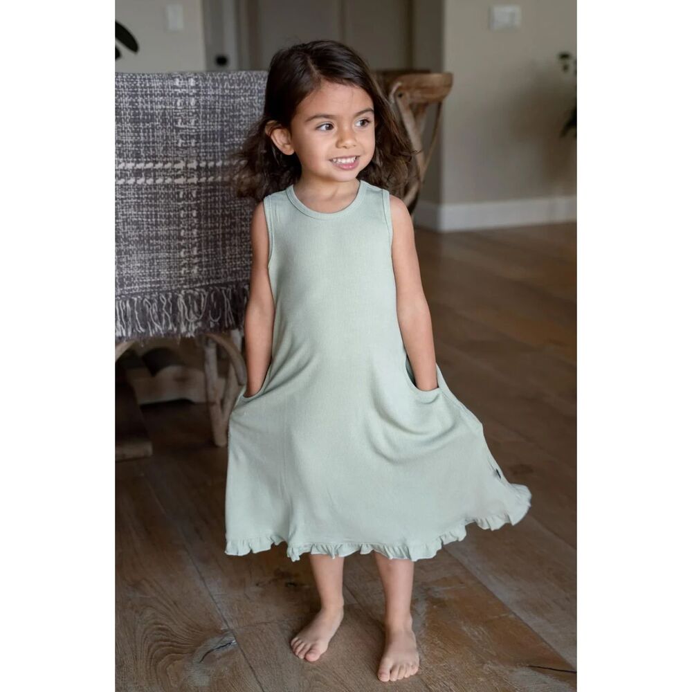 NWT Sweet Bamboo Ribbed Green Dress Nightgown, 7Y (U1)